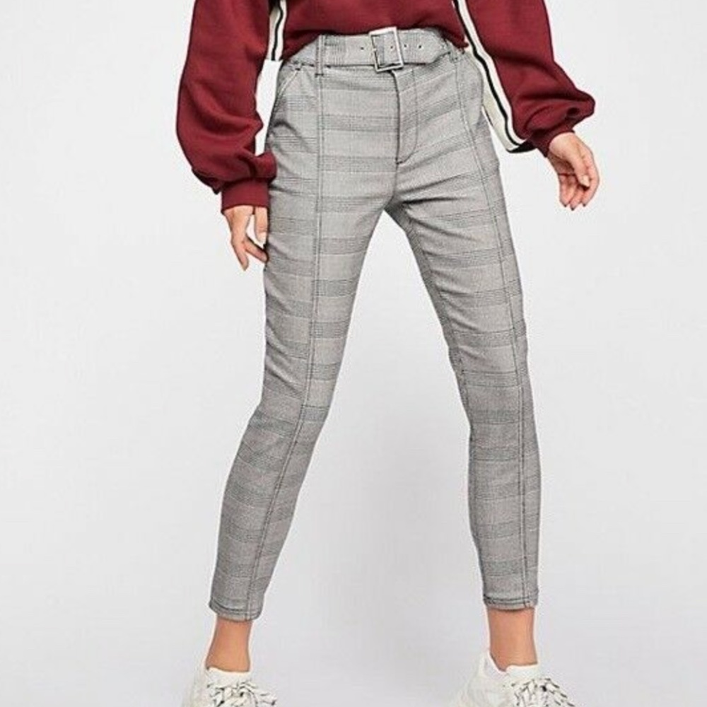 Free People Rock On Plaid Skinny Pants